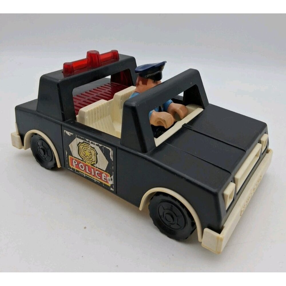Fisher Price Husky Helpers Police Patrol Car w/Officer 1981 Vintage